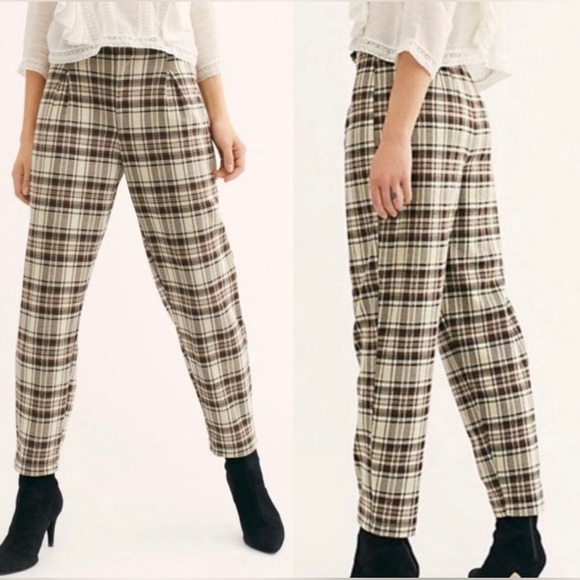Free People • Brecan plaid high waisted trouser pant size XS - Picture 1 of 5